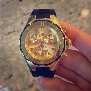 Michele Tahitian Jelly Black and Gold Watch